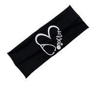 KADSXIYA Unisex Stethoscope Heart Printed Button Headband Non Slip Elastic Ear for Protection for Head Wrap Sweatband Yoga Sports Quick Dry Wide Turban Hair Band