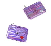 KADSXIYA Wallet Slim Money Credit Card Holder ID Business Women Laser Shining PU Leather, Purple