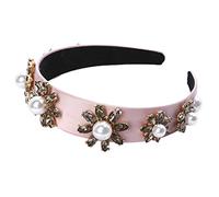 KADSXIYA Women Retro Floral Wide Headband Ladies Pearl Alloy Hairband Hair Hoop for Girls Headwear Wedding Decor