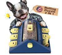 KADTC Paw-Activated Rolling Puzzle Game Toy Level 2 in 1 Puppy Treat Toys Large Capacity Slow Feeder Adjustable Interactive Food Dispenser for Small/Medium Dogs Brain Mental Stimulation Healthy Eating