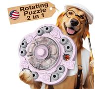 KADTC U.S. Brand & Design -3 Levels of Challenge Spinning Dog Puzzle Toy for Small/Medium/Large Dogs Puzzles Feeder Treat Slow Dispenser Puppy Food Dispensing Enrichment Pink Thanksgiving Toys Gift