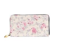 KadUe Beautiful Vintage Pink Flower Leather Wallet Fashionable Women's,Multiple Compartments for Cards and Cash Credit Cards