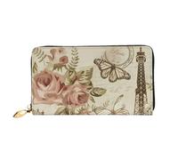 KadUe Paris Vintage Postcard Leather Wallet Fashionable Women's,Multiple Compartments for Cards and Cash Credit Cards