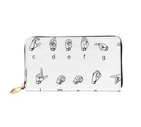 KadUe Sign Language Alphabet Leather Wallet Fashionable Women's,Multiple Compartments for Cards and Cash Credit Cards