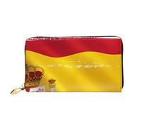 KadUe Spain Flag Leather Wallet Fashionable Women's,Multiple Compartments for Cards and Cash Credit Cards