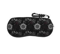 KadUe Supernatural Symbols Black Soft Case Ultra Light Neoprene Zipper Eyeglass Case, Portable Travel Zipper Eyeglasses Case