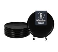 Kadum Black Ceramic Plates - Various Sizes & Sets | Matt Glazed, Dishwasher & Microwave Safe | Breakfast Plate, Pasta Plate & Dinner Plate (22 cm Breakfast Plate)