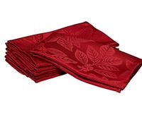Kadut Christmas Napkins, Jacquard Poinsettia Leaf Cloth Napkins, (17x17 Inch) Set of 4 |Heavy Duty Fabric, Stain Proof Dinner Napkins for Harvest,Xmas, Holiday, Winter, and Parties.