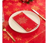 Kadut Christmas Napkins, Red & Gold Snowflake Cloth Napkins, Metallic Fabric (17x17 Inch) Set of 4 | Heavy Duty | for, Holiday, Parties, Christmas