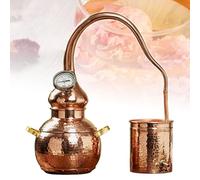 Kadxyan Pure Copper Alembic Still Kit, Home Distiller with 3L Thermometer Cooling Pipe Heating Methods Open Flame Bottom/Induction Stove Bottom Beautiful Craftsmanship for Essential Oils Hydrosol