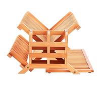 KAEASOUS Bamboo Dish Drying Rack - Large 3-Tier Foldable Kitchen Counter Utensil Holder for Dishes and Plates