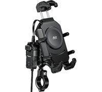 Kaedear Motorcycle Smartphone Holder, Charging, Vibration Absorption, Air Mount, Integrated QI, Wireless Charging, USB Power Supply, Devil Horn QI USB/Air Mount KDR-M26A (Qi Charging / 1" Ball)
