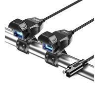 Kaedear Motorcycle USB Charger, Waterproof, Smartphone Charger, Dual USB Port, SAE DC 12V Fuse, Power Switch, Type A + Type C, Ultra-Fast Charging 5V/9V/12V, KDR-M3-AC