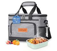 KAEFUYS 15L Insulated Lunch Bag Large Cooler Bag Picnic Bag with Adjustable Shoulder Strap Leakproof for Work School Camping Travel Picnic （Grey）