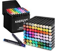 KAEFUYS 80 Colours Alcohol Markers, Dual Tip Colouring Pens for Adults/Beginners/Students, Art Marker Set for Drawing, Sketching & Manga, Quick Dry, with Carrying Case & Storage Base