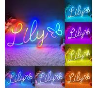 KAEGORT Personalised Neon Sign, Rainbow LED Neon Sign, Individual Light Advertising, Voice Controlled Function, Various Colour Combinations for Party, Gaming, Room, Bar Decoration