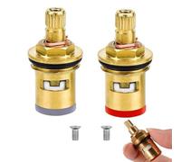 KAEGOUSY 2 Pcs Tap Cartridge Valve Disc Replacement Tap Valves Replacement Brass Ceramic Stem Disc Cartridge Faucet Valve with Screws for Bathroom Kitchen Tap (1/4 Turn)