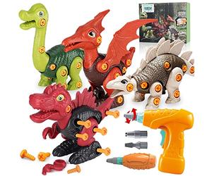 KAEGREEL Take Apart Dinosaur Toys for Kids with Electric Drill & Box Dino Toys DIY Construction Build Set for Boys Girls Educational STEM Christmas Birthday Gifts for Boys Girls 3 4 5 6 7 8 9 Years