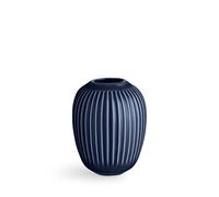Kähler Hammershøi Vase Height 10.5 cm in Indigo Blue Vases Made of Handmade Porcelain in Scandinavian Style with Grooves, Ideal as a Decorative Vase for Bouquets, Branches or as a Decorative Piece