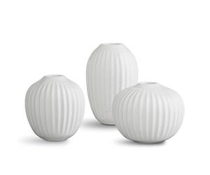 Kähler Miniature Vases Set of 3 Hammershøi Danish Design Handmade White