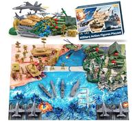 Kaelinda Army Men Action Figures, Army Toys for Boys Age 4-7 6-8 8-12, Toy Soldiers Playset Including Military Action Figures, Battle Mat & Weapon Gear Accessories, Green Army Guys Toys for Kids