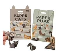 Kaelorae 3D Origami Kit, 100Pcs DIY Origami Paper Animals Fold Your Own Paper Cats Easy Creative Folding Cats & Pups Kit Handmade Dog Desk Decoration Gifts for Adults Kids Boys Girls Animal Lovers