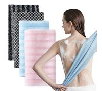 Kaelorae Japanese Exfoliating Shower Towel, 4Pcs Extra Long Ex-foliating Washcloth for Men Women, Back Scrubber Set Scrub Cloth for Body Cleaning and Massage, Ideal for Sensitive Skin Adults