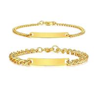 Kaelorae Matching Bracelets for Couples, Personalised Custom Engraved Bracelet Gift for Valentines Day Birthday Wedding Christmas Bracelets Boyfriend Girlfriend Lover Husband Promise Gift (Golden)