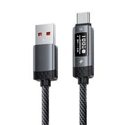 Kaeltsyn 100W Charging Cable Cord Clear Display Realtime Aluminum Alloy Durability Efficient Cooling and Portable Use Clear Fast Charging Data Cable