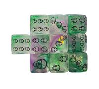 Kaeltsyn 10Pcs Acrylic Skull Dices 6-Sided Round Corner for Table Games, Role Playing, Math Teaching, Party Accessories Skull Pattern Dices Table Game Accessories for Role Playing Games