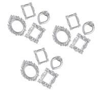 Kaeltsyn 12PCS Small Antique Resin Picture Frame Miniature Rectangular Oval Jewelry Display Photo for Weddings Party Decors Miniature Art