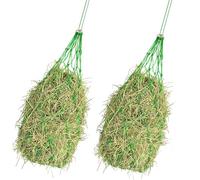 Kaeltsyn 2-Piece Horse Goat Straw Feeder Bags 40Inch, Nylon Grazing Reduce Waste Hays Net for Horses Horse for Trailering and Stalls Reduces Gulping Air