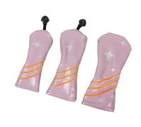 Kaeltsyn 3Pcs PU Leather Golfs Club Head Cover Driver Headcover Star Pattern Fairways Wood Headcover Hybrids Heads Covers Driver Fairways Hybrids Head Cover