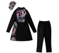 Kaeltsyn 3Pcs Women Modest Swimwear Swimming Suit Set Swimsuit Bikinis Top Pants Conservative Muslims Swimwear Conservative