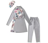 Kaeltsyn 3Pcs Women Modest Swimwear Swimming Suit Set Swimsuit Bikinis Top Pants Conservative Muslims Swimwear Conservative