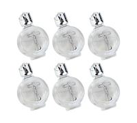 Kaeltsyn 6Pack Premium Glass Water Container 15ml Silver Portable Circles Bottles for Sacred Oils Round Silver Water Container