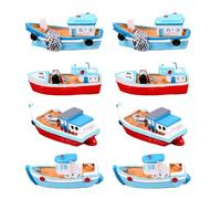 Kaeltsyn 8Pieces Miniature Ship Models Resin Figurine Marine Theme Decoration for Shelf Desktop Styling Fishtank Landscape Props Miniature Boat Ornament Set