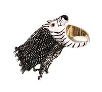 Kaeltsyn Adjustable Zebras Head Fringe Rings Alloy Statement Jewelry for Her Zebras Head Tassels Adjustable Fashion Bold Statement