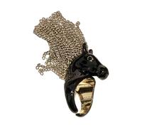 Kaeltsyn Adjustable Zebras Head Fringe Rings Alloy Statement Jewelry for Her Zebras Head Tassels Adjustable Fashion Bold Statement