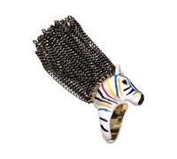 Kaeltsyn Adjustable Zebras Head Fringe Rings Alloy Statement Jewelry for Her Zebras Head Tassels Adjustable Fashion Bold Statement