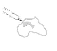Kaeltsyn Africa Map Pendant Necklace Country Territory Chain Patriotic Couple Ethnic Charm Popular Personality Jewelry Stainless Steel Necklace