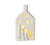 Kaeltsyn Artisanal Ceramic Vacation Home with Warm LED Light Christmas Worktop Decoration for Comfortable Mood LED Brightened Christmas Cottage