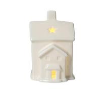 Kaeltsyn Artisanal Ceramic Vacation Home with Warm LED Light Christmas Worktop Decoration for Comfortable Mood LED Brightened Christmas Cottage