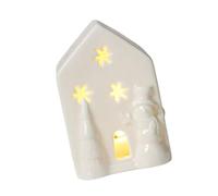 Kaeltsyn Artisanal Ceramic Vacation Home with Warm LED Light Christmas Worktop Decoration for Comfortable Mood LED Brightened Christmas Cottage