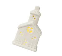 Kaeltsyn Artisanal Ceramic Vacation Home with Warm LED Light Christmas Worktop Decoration for Comfortable Mood LED Brightened Christmas Cottage