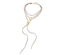 Kaeltsyn Artistic Diamonds Shaped Heart Pendant Leather Cord Necklace for Layering Accessory Enthusiasts and Everyday Wear Multilayer Necklace
