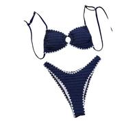 Kaeltsyn Bandeau Thong Bathing Suit Adjustable Strap Two Piece for Surfing Sunbathing Denial Cushioning Swimsuit