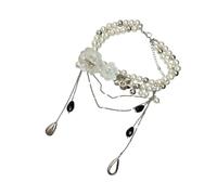 Kaeltsyn Beautiful Art Styles Fringe Necklace with Intricate Beadwork and Lightweight Alloy Construction Clavicle Chain Adjustable Decoration Collar Chain