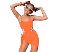 Kaeltsyn Bright Geometric Pattern Athletic Training Swimsuit Split Tankini with Skirt for Teens Nonslip Lining Daily Comfort Swim Skirt for Teens
