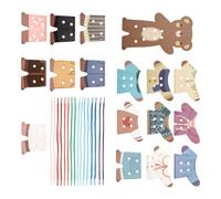 Kaeltsyn Cartoon Bear Threading Game Clothes Change Puzzle Toy for Preschooler Early Educational Fine Motor Skill Development Bear Threading Toy